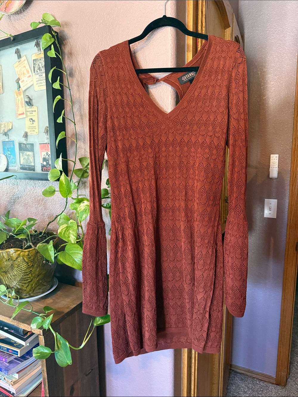 Shyanne Long Sleeve Knit Dress in Rust